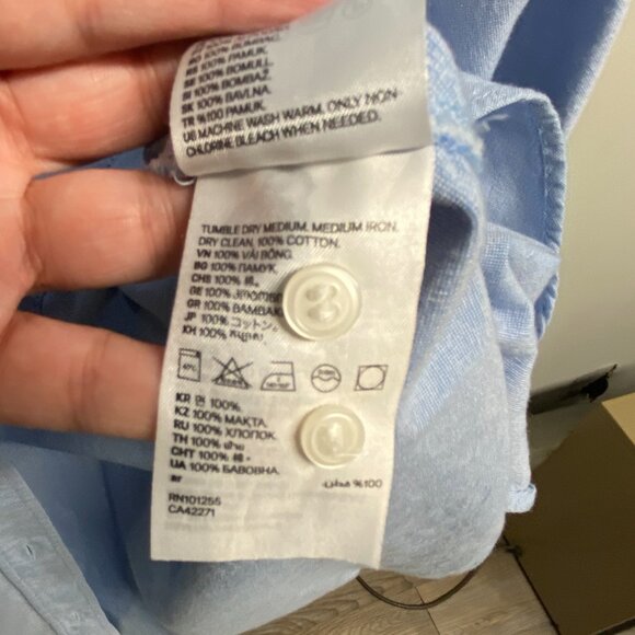 H&M 100% Cotton Classic Button-Down Shirt - Blue, XL - Picture 7 of 7